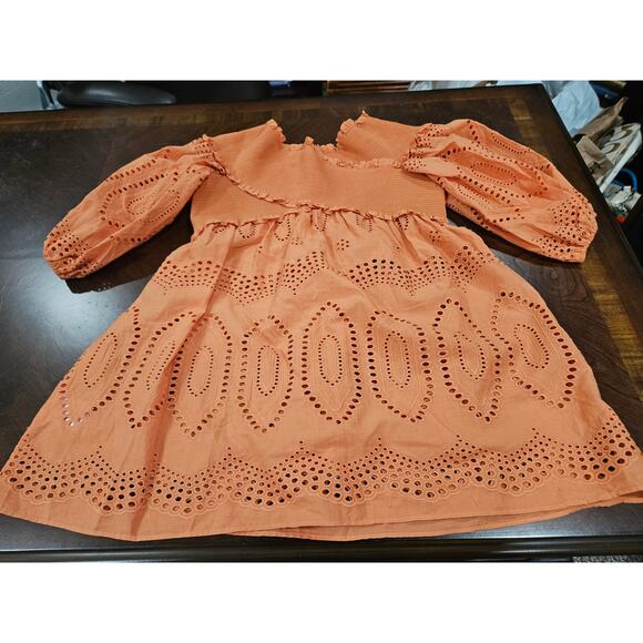 Sachin & Babi x Anthropologie Orange Eyelet Criss-Cross Babydoll Top Shirt Sz XS - Picture 4 of 6